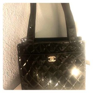 Chanel patent leather vintage tote